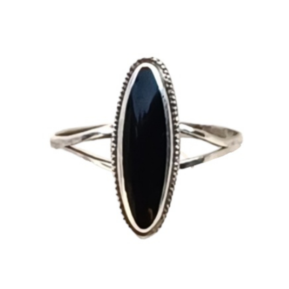 VTG Sterling Silver Black Stone Ring